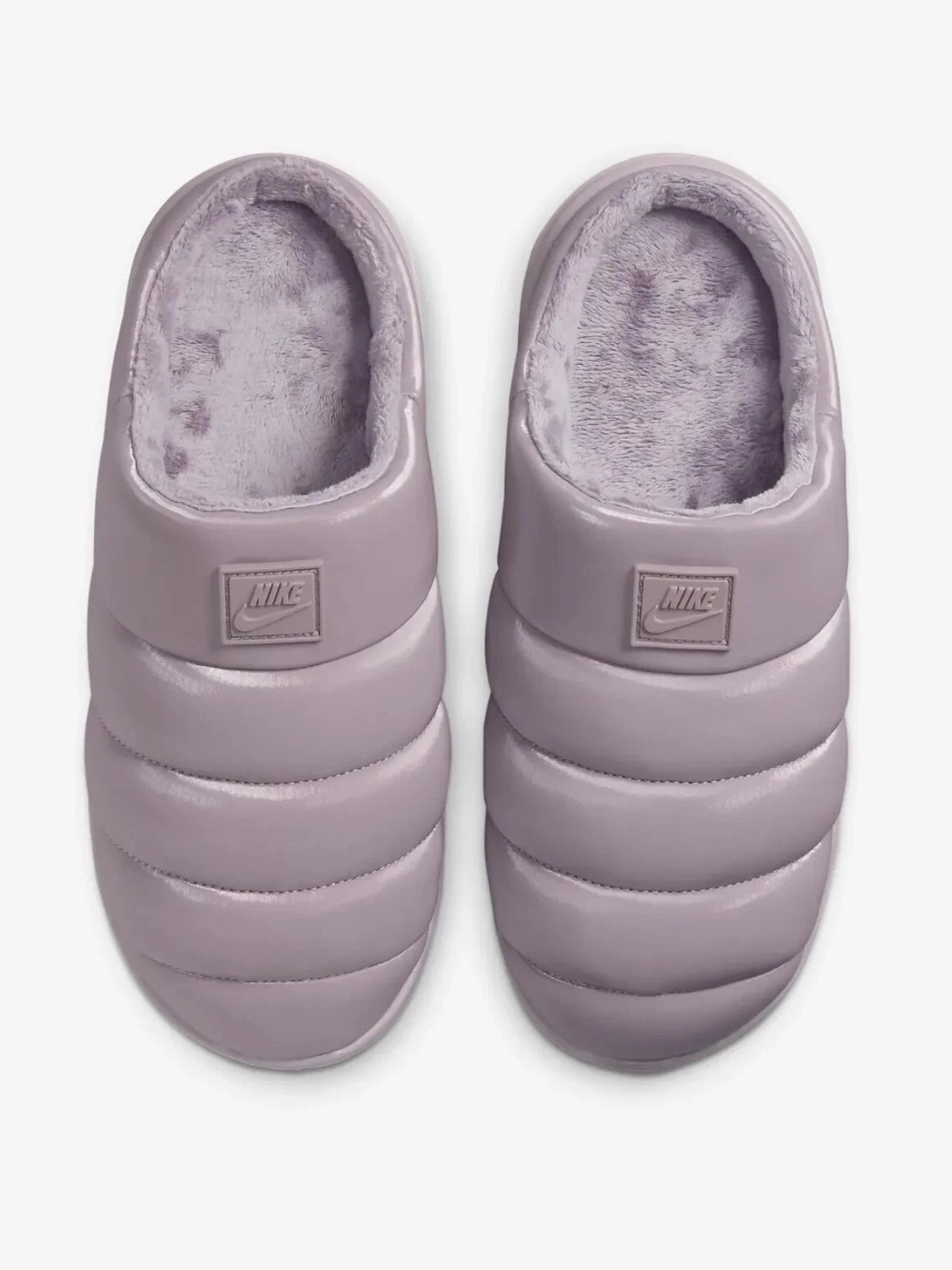 Nike Burrow SE Women's 12 Fuzzy Slippers Light Violet Ore Quilted Puffer Slip On